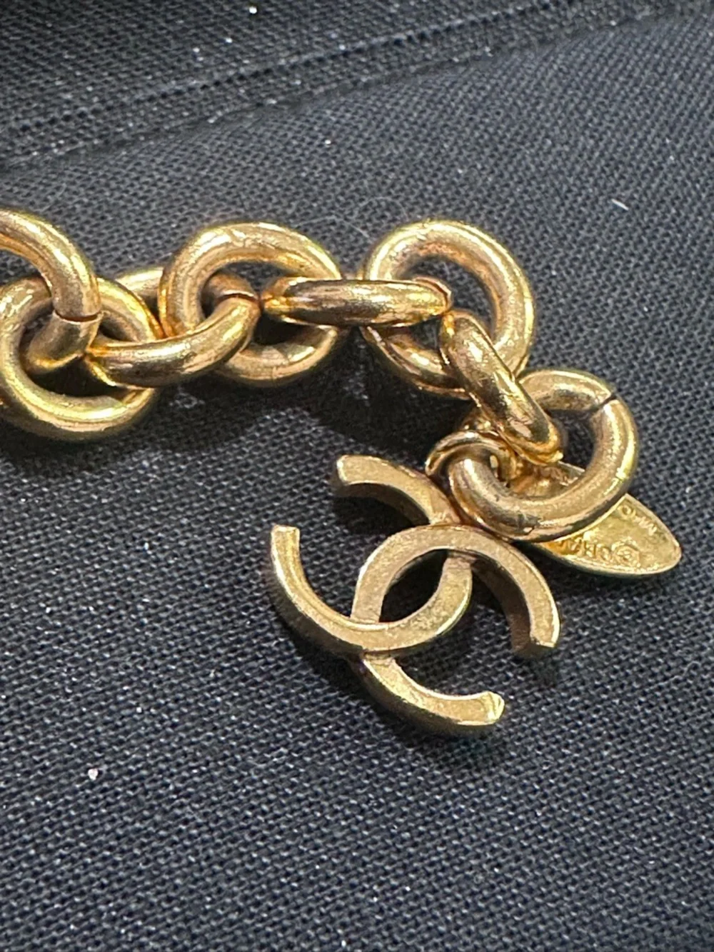Pre Owned CHANEL Gold-Tone Bracelet with Blue Cabochons - Picture 2 of 16